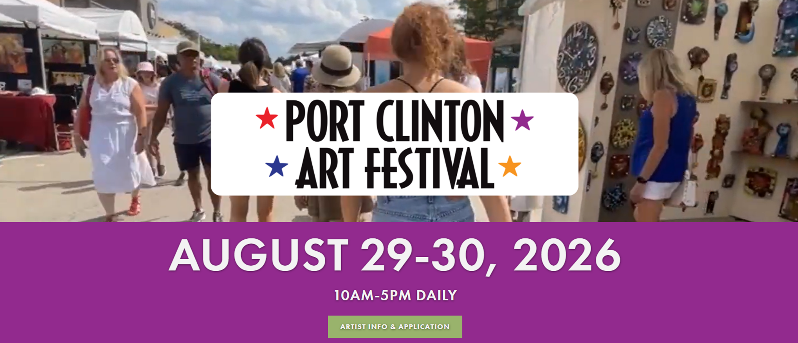 Art festival attendees strolling booths